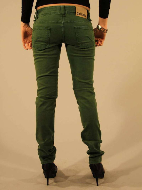 John Galliano Low Waist Women's Jeans with Rips Green