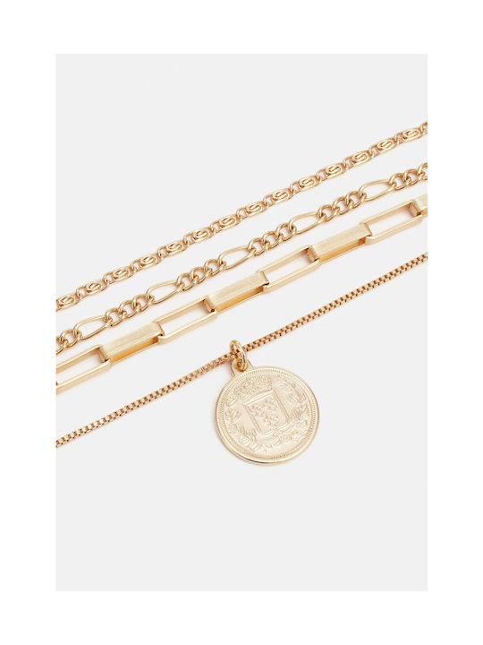 Urban Classics TB4612 Coin Layering Necklace Triple Gold Plated