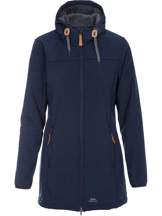 Kristen Women's Long Parka Softshell Jacket Waterproof and Windproof for Winter Navy Blue