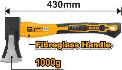 Ingco HAX03010008 Axt Aufteilung Länge 43cm und Gewicht 1000gr