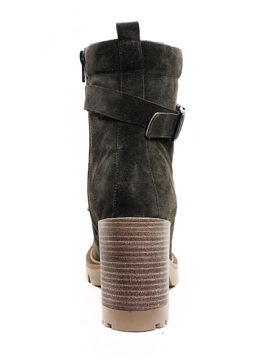 Wildleder Stiefeletten Damen Khaki