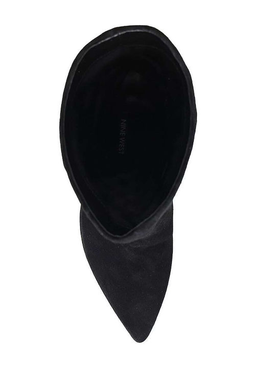 Jenn 01 Suede Γυναικεία Μποτάκια με Ψηλό Τακούνι Μαύρα