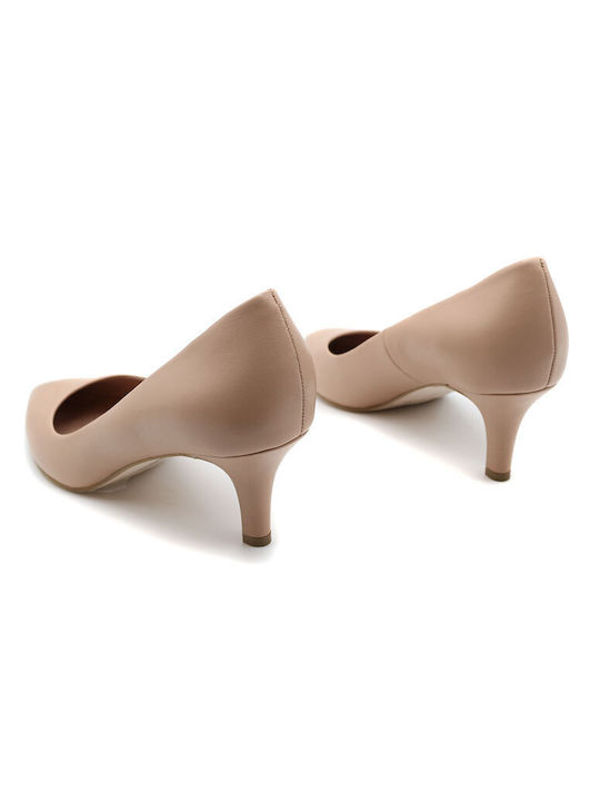 Mourtzi Leather Pointed Toe Beige Heels