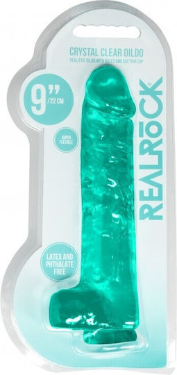 Shots Real Rock Crystal Clear Dildo With Balls Реалистично дилдо с Топки и Вендуза Green 23см