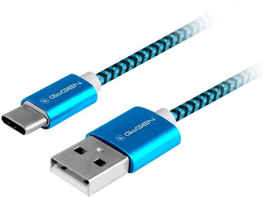 GoGEN Braided USB 2.0 Cable USB-C Male - USB-A Blue 1m