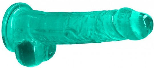 Shots Real Rock Crystal Clear Dildo With Balls Реалистично дилдо с Топки и Вендуза Green 20см