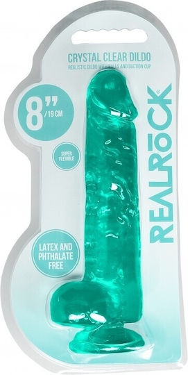 Shots Real Rock Crystal Clear Dildo With Balls Реалистично дилдо с Топки и Вендуза Green 20см