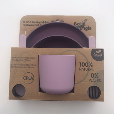 Bo Jungle Feeding Set made of Plastic Purple 5pcs