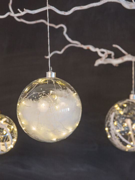 Raeder Illuminated Christmas Glass Figure Ball Silver Length 11cm