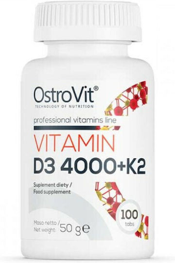 OstroVit Vitamin D3 4000 + K2 Vitamin for Immune System Boost & Bone Health 4000iu 100 tabs