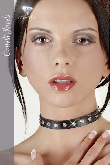 Cottelli Collection Choker Sexy Din Piele Ecologică Cu Strasuri Negru