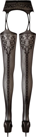 Cottelli Collection Elektrisches Gitarren Zartierer Mit Spitze Seamless Suspender Belt With Stockings Schwarz