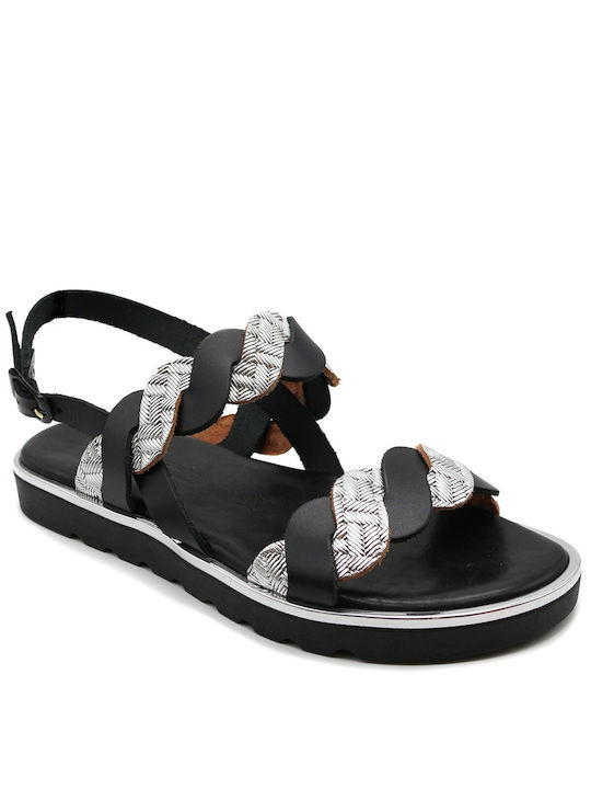 Robinson Flatforms Women's Sandals with Ankle Strap Black/Silver