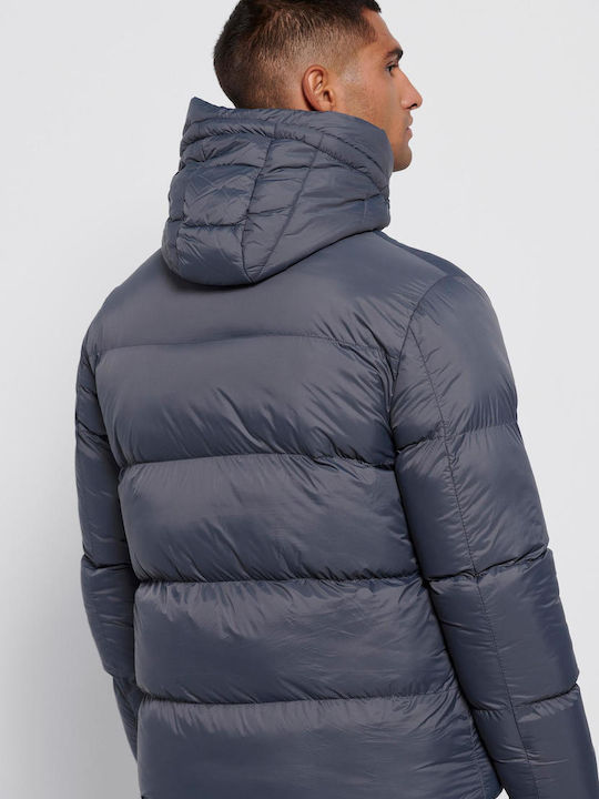 Funky Buddha Men's Winter Puffer Jacket Dusty Blue