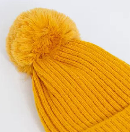 CP-01 Γυναικείος Pom Pom Beanie Σκούφος σε Κίτρινο χρώμα