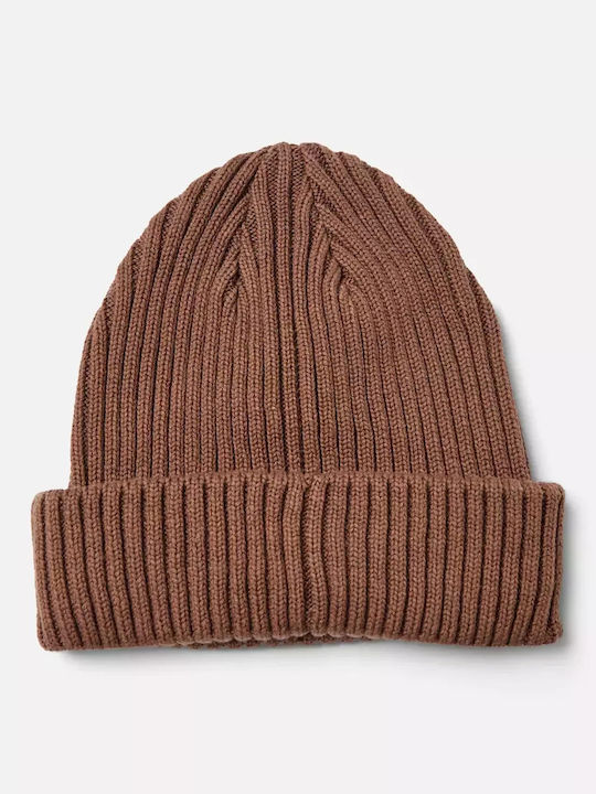 Ribbed Beanie Cap Brown