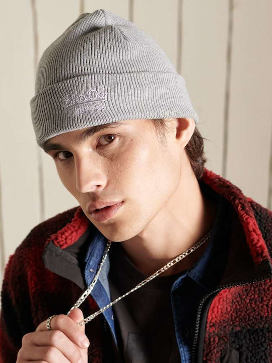 Vintage Logo Classic Beanie Ανδρικός Σκούφος Πλεκτός σε Γκρι χρώμα