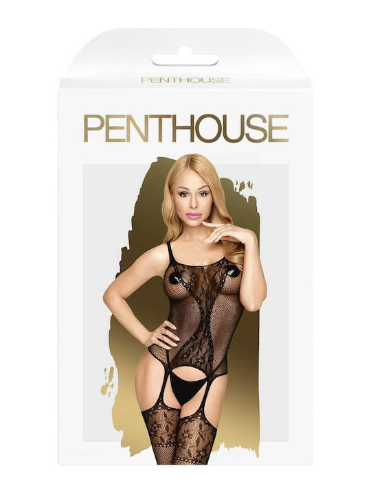 Penthouse Penthouse Miss Curvy Bodystocking Ολόσωμο Καλσόν Διχτυωτό με Ανοιχτό Καβάλο Black