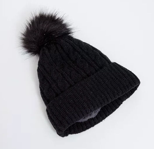 CP-04 Γυναικείος Pom Pom Beanie Σκούφος σε Μαύρο χρώμα