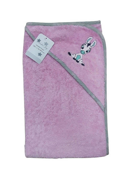 Beboulino Hooded Baby Bath Towel Pink