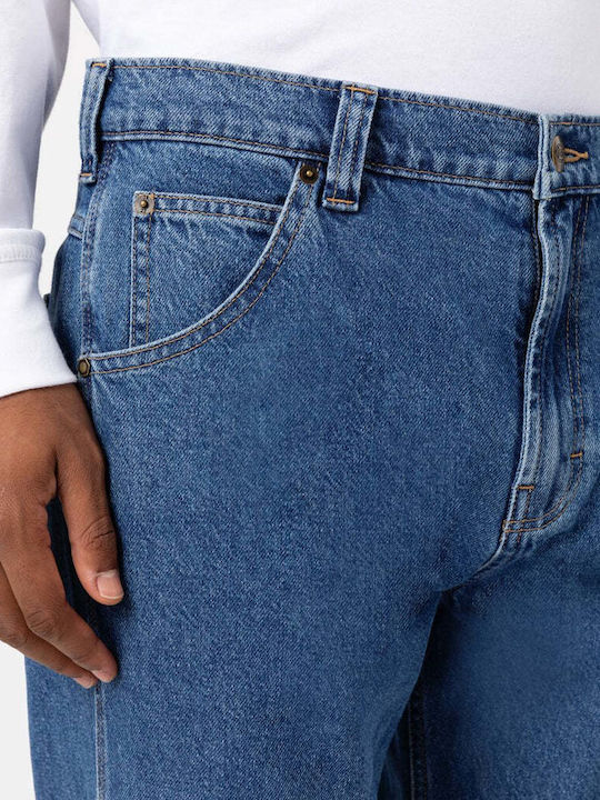 Houston Ανδρικό Παντελόνι Τζιν Cropped με Relaxed Straight Εφαρμογή Μπλε