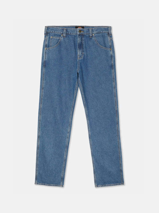 Houston Ανδρικό Παντελόνι Τζιν Cropped με Relaxed Straight Εφαρμογή Μπλε
