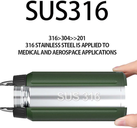 Alpin SUS 316 Recyclable Bottle Thermos Stainless Steel BPA Free 600ml Black with Mouthpiece