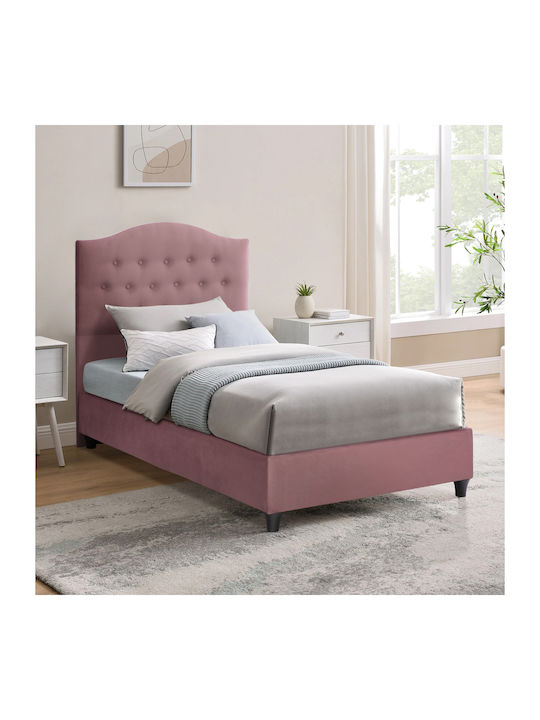 Malena Κρεβάτι Μονό Επενδυμένο με Ύφασμα Σάπιο Μήλο με Τάβλες για Στρώμα 90x200cm