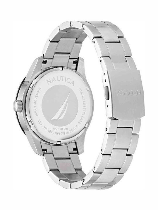 Nautica Pacific Beach Men's Watch 46mm Battery with Silver Metal Bracelet