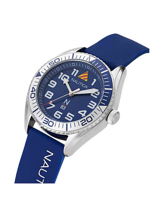 Nautica N83 Finn World Watch Battery with Blue Rubber Strap