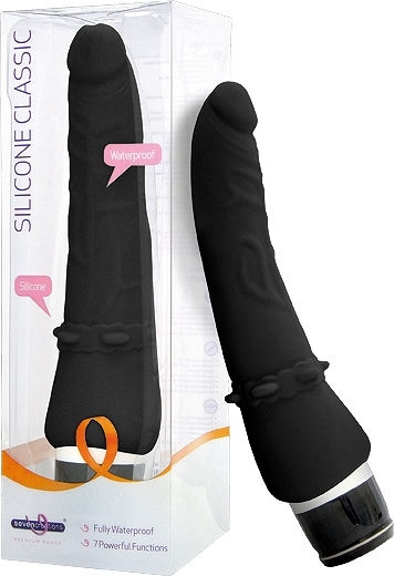 Seven Creations Silicone Classic Anal Vibrator Analvibrator Schwarz 21cm