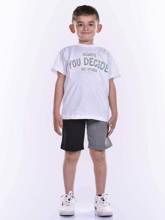 Nek Kids Wear Kids Set with Shorts Summer 2pcs White