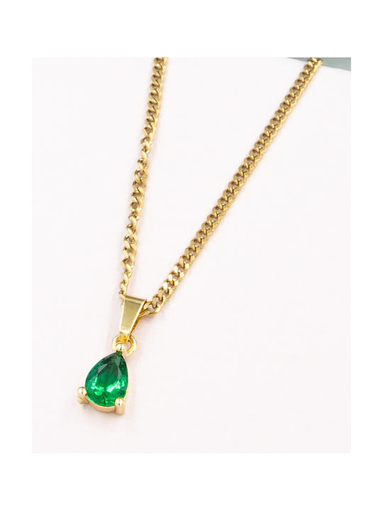 LifeLikes Necklace with design Tear from Gold Plated Steel with Zircon