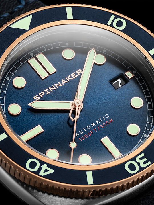Spinnaker Hull Diver Men's Watch 42mm Automatic with Black Leather Strap
