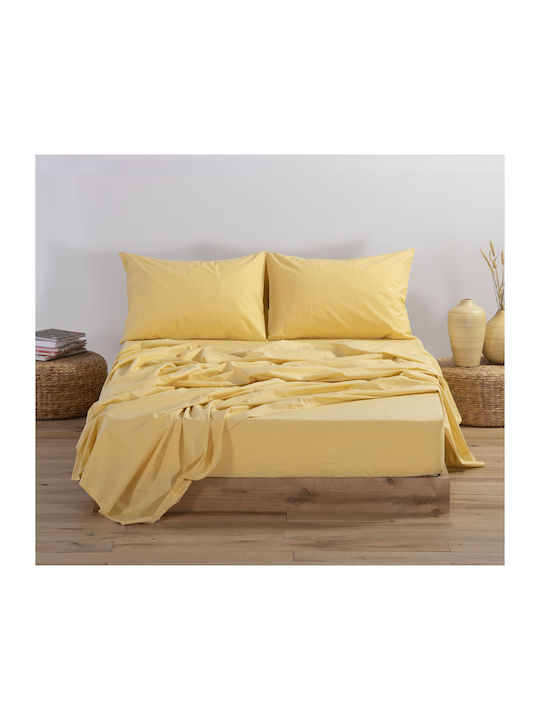 Nef-Nef Homeware Чаршаф Единичен с Ластик 100x200+30см. Basic 011710 1153 Жълт цвят