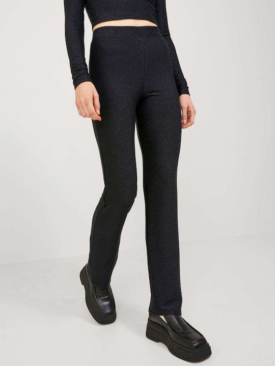 Mynthe Women's High-waisted Fabric Trousers with Elastic Slim Fit Black