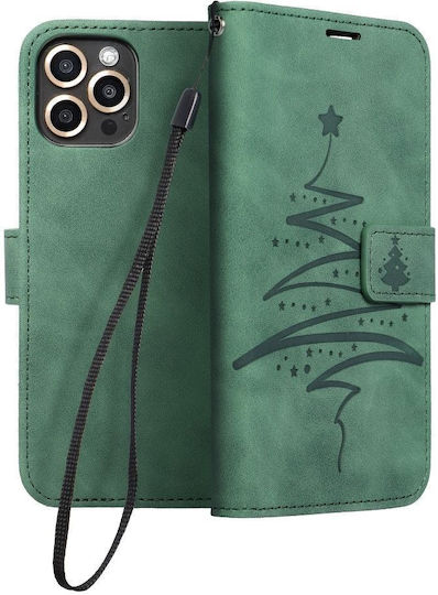 Forcell Mezzo Buchen Sie Synthetisches Leder mit Band Christmas Tree Green (Redmi 9C)