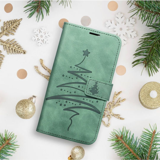 Forcell Mezzo Buchen Sie Synthetisches Leder mit Band Christmas Tree Green (Redmi 9C)