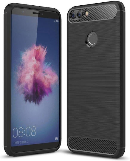 Forcell Carbon Задна корица Силикон Черен (Huawei P Smart)