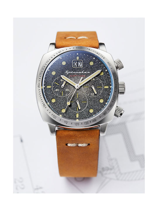 Spinnaker Men's Watch 42mm Chronograph Battery with Brown Leather Strap