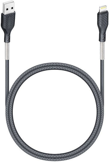 Forcell CB-01A Geflochten USB-A zu Lightning Kabel 12W Schwarz 1m (FOCB-152320)
