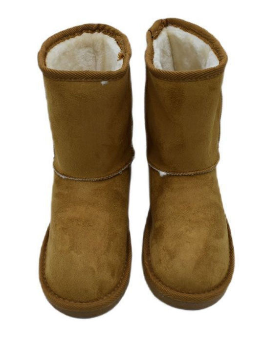 Remake Suede Γυναικεία Μποτάκια με Γούνα Camel