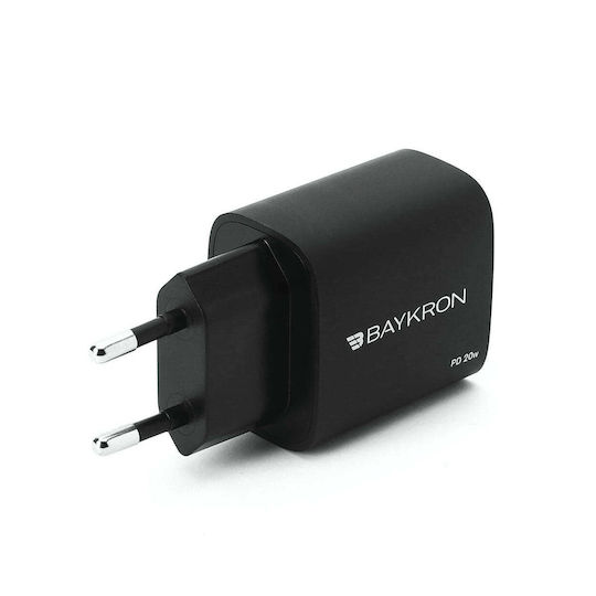 Baykron Φορτιστής Χωρίς Καλώδιο με Θύρα USB-C 20W Power Delivery Μαύρος (Smart)