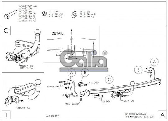 Galia Abschlepphaken Auto Kia Ceed