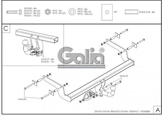Galia Abschlepphaken Auto Dacia Logan
