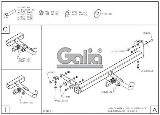 Galia Abschlepphaken Auto Opel Grenze