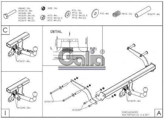 Galia Abschlepphaken Auto Ford Mondeo