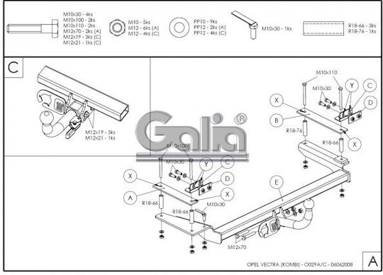 Galia Abschlepphaken Auto Opel Vectra