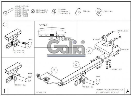 Galia Abschlepphaken Auto Kia Sportage