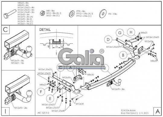 Galia Abschlepphaken Auto Toyota RAV 4